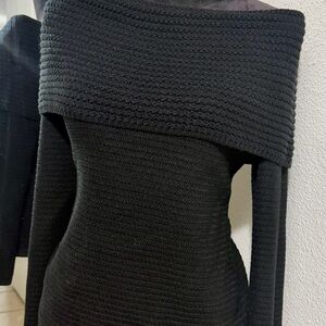 White House Black Market Off-Shoulder Black Sweater